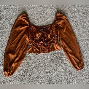 Forever 21 Rust Brown Puff Sleeve Blouse🤎